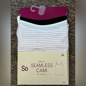 NEW - 3-Pack So Girls Seamleas Camo Spaghetti Tank Tops Girls XL - Black, White+